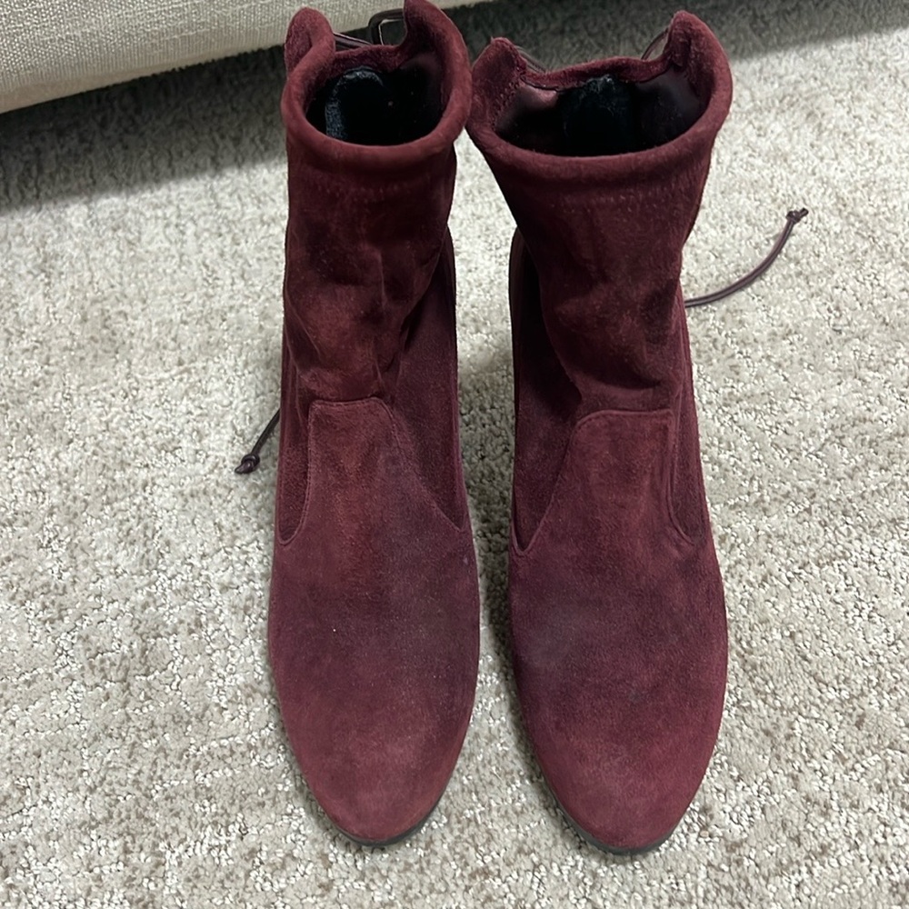 Stuart Weitzman Burgundy Suede ankle bootie